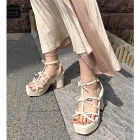 リゾイ REZOY 【2025SS新作】【REZOY】トリプルリボンストラップ厚底サンダル （アイボリー）