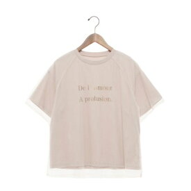 エグランティーヌ EGLANTINE チュールレイヤードロゴTシャツ 半袖カットソー ラグランスリーブ （サンドベージュ）