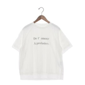 エグランティーヌ EGLANTINE チュールレイヤードロゴTシャツ 半袖カットソー ラグランスリーブ （ホワイト×ホワイト）
