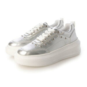 アタガール attagirl 厚底ストーンデザインスニーカー (シルバースムース)