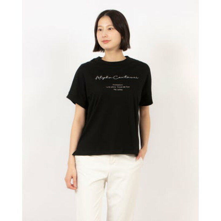 エグランティーヌ EGLANTINE ローズペトール ロゴ刺繍半袖Tシャツ ブラック LOCOMALL ロコンド公式ストア
