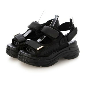 アタガール attagirl 厚底ベルクロスポーツサンダル (ブラック)