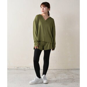 アウニイ auni ラッシュガード レディース 水着 体型カバー 接触冷感 Q UPF50+ 98% UVカット 夏 パーカー パンツ 上下 セット軽量 速乾 セットアップ 長袖 指穴付き HW8235 (カーキ)