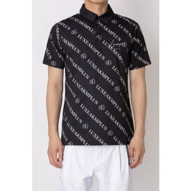 リュクスエイケイエムプラス LUXEAKMPLUS ゴルフ 総柄ロゴ半袖ポロシャツ （ブラック）