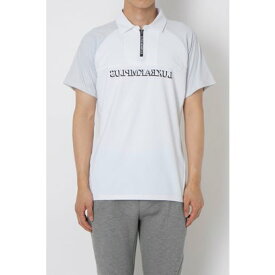 リュクスエイケイエムプラス LUXEAKMPLUS ゴルフ 配色ハーフジップ半袖ポロシャツ（ホワイト）