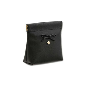 マリークワント MARY QUANT サフィアーノリボン バネクチポーチ (ブラック)