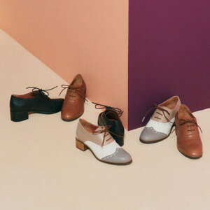 アシナガオジサン あしながおじさん コロンと可愛らしい佇まい◇ヒールレースアップシューズ (グレージュコンビ) (グレージュコンビ)