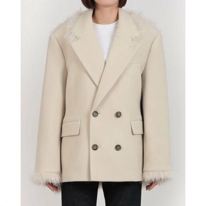 楽天市場】クラネ CLANE FAKE FUR DOCKING OVER COAT（ECRU 