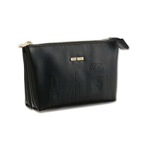 マリークワント MARY QUANT エンボスコスメ 3ポケットポーチ (ブラック)