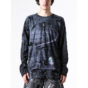 �G���[�V���i�� ���[���h EMOTIONAL WORLD Mesh Destroyed Cigarette L/S T-Shirt �iBLACK�j