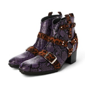 ヨースケ YOSUKE ポインテッドショートブーツ (パープルコンビ)