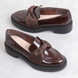 アルテミス バイ ダイアナ artemis by DIANA グログランリボン厚底ローファー (ダークブラウン人工エナメル)