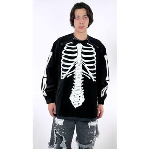 �Z���V�O SEVESKIG Bone Velvet Pullover Shirt �iBLACK�j