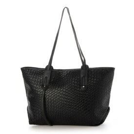 アンドカワイイ And Kawaii トートバッグ 大容量 編みトートバッグ 軽量PUレザー （ブラック）