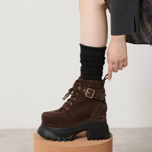エスペランサ ESPERANZA レースアップバックル厚底ブーツ (モカブラウン(342))