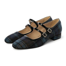 ファビオルスコーニ FABIO RUSCONI ダブルストラップビジューバックルパンプス （ブルーコンビ）