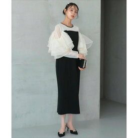 ルイルエブティック RUIRUE BOUTIQUE オケージョンドレス 結婚式 ストレッチ ｜ ボリューム フリルスリーブ タイトワンピース ドレス ｜ 二次会 披露宴 美脚 ワンピース オケージョン お呼ばれ