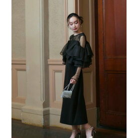 ルイルエブティック RUIRUE BOUTIQUE オケージョンドレス 結婚式 ストレッチ ｜ ボリューム フリルスリーブ タイトワンピース ドレス ｜ 二次会 披露宴 美脚 ワンピース オケージョン お呼ばれ