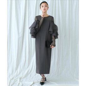 ルイルエブティック RUIRUE BOUTIQUE オケージョンドレス 結婚式 ストレッチ ｜ ボリューム フリルスリーブ タイトワンピース ドレス ｜ 二次会 披露宴 美脚 ワンピース オケージョン お呼ばれ