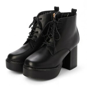 アタガール attagirl 厚底レースアップブーツ (ブラックスムース)