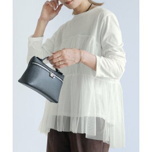 レカ reca チュールドッキング長袖Tシャツ(my-4N35-9304) (オフホワイト)