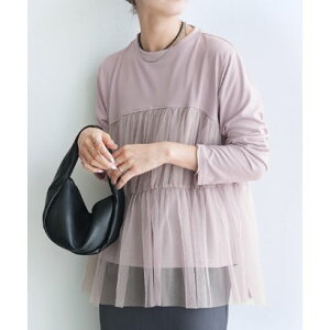 レカ reca チュールドッキング長袖Tシャツ(my-4N35-9304) (ピンク)