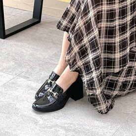 リゾイ REZOY 【2025AW新作】【REZOY】ゴールドビットヒールローファー （ブラックエナメル）