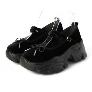 アタガール attagirl 厚底メリージェーンシューズ (ブラックベロア)