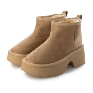 アタガール attagirl 厚底ヒールムートンブーツ (ベージュスエード)