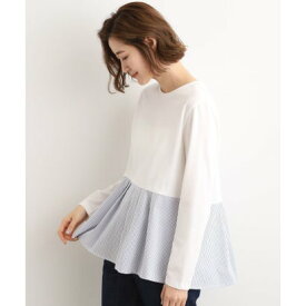 グローブ grove 裾切替タックペプラムTシャツ （ブルーストライプ(393)）