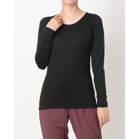 ティゴラ TIGORA レディース トレッキング 長袖アンダーシャツ レディスメリノウールインナーUネック長袖 TR-9D2105TL （ブラック）