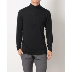 ティゴラ TIGORA メンズ トレッキング 長袖Tシャツ メンズメリノウールハーフジップ長袖 TR-9D1635TL （ブラック）