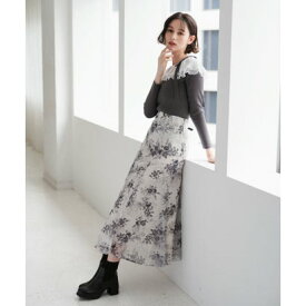 トランテアン ソン ドゥ モード 31 Sons de mode 2025秋冬新作 シアーフラワープリントスカート TT547203 （BLACK）