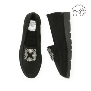 【25AW】【レイン対応】エマ フランシス Emma Francis ビジュー ローファー (ブラック スエード)