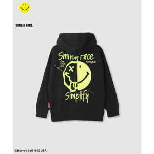 マックハウス Mac-House スマイリーフェイス ポンチ素材プリントビッグパーカー (ブラック)