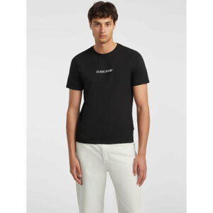 �Q�X GUESS GUESS JEANS Short Sleeves Crew Neck Slim Logo Embro Tee �iJBLK�j