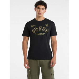 �Q�X GUESS GUESS JEANS Short Sleeves Crew Neck Slim Ft & Bk Logo Print Tee �iJBLK�j