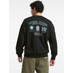 �Q�X GUESS GUESS JEANS Crew Neck Os Varsity Logo Sweat �iJBLK�j