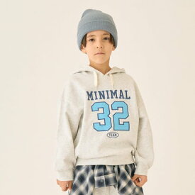 ミニマル minimal 【裏起毛】【綿100】ナンバー＆ハートパーカー （シロ杢）