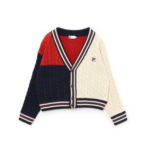 �t�B�� FILA KNIT CARDIGAN / �j�b�g�J�[�f�B�K�� / �J�W���A���E�F�A / ���f�B�[�X �iBEIGE�j
