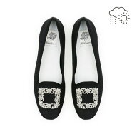 【レイン対応】エマ フランシス Emma Francis アーチカット ビジュー フラット パンプス （ブラック ブッ…
