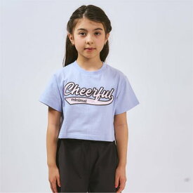 ミニマル minimal 【綿100%】ロゴアップリケクロップド半袖Tシャツ （サックス）