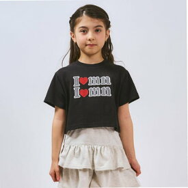 ミニマル minimal 【綿100%】ロゴアップリケクロップド半袖Tシャツ （黒）