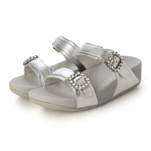 �t�B�b�g�t���b�v fitflop LULU �N���X�^���o�b�N�� ���U�[ �X���C�h �iSilver�j