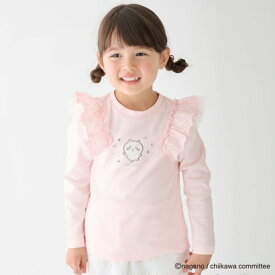 プティマイン petit main 【アニメちいかわ】肩フリル長袖Tシャツ （ライト ピンク）