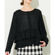 コカ coca シアージョーゼットフリルカーディガン （Black）