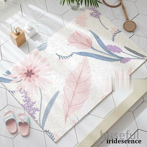 お風呂マット 浴室内マット フラワーのイラスト ナチュラル 滑り止め付き かわいい シャワールーム 吸水 おしゃれ 足ふきマット 洗える バスマット(Aタイプ)