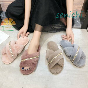スリッパ 来客用 室内用 暖かい 冬用 ルームシューズ レディース ふわふわ もこもこ サンダル 秋 部屋 滑り止め 冷え対策 寒さ対策 家 自宅