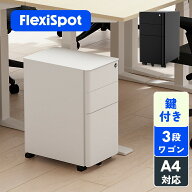 オフィスワゴン キャビネット スリムワゴン 3段 FlexiSpot CB3 組立て不要 スチールワゴン キャスター付…