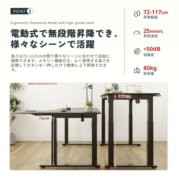 楽天市場】デスク L字 昇降 パソコンデスク オフィスデスク 4脚 昇降 